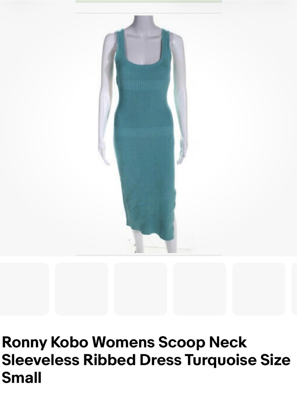 Ronny Kobo Turquoise Ribbed Scoop Neck Midi Dress
